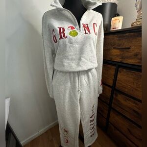 Grinch Embroidered Grey Tracksuit